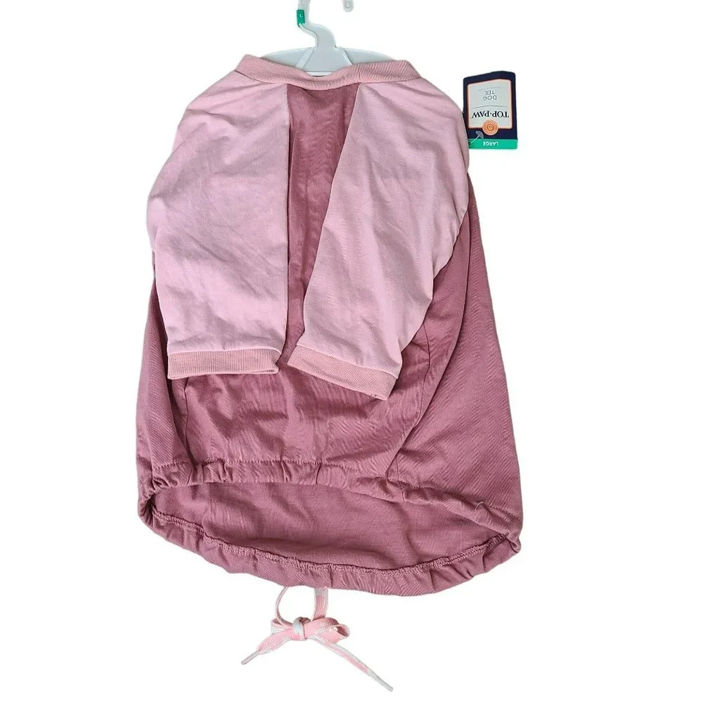 Top Paw Pet Dog Long Raglan Sleeve Tee T Shirt Sz LG - NAMASTE Two Tone Pink